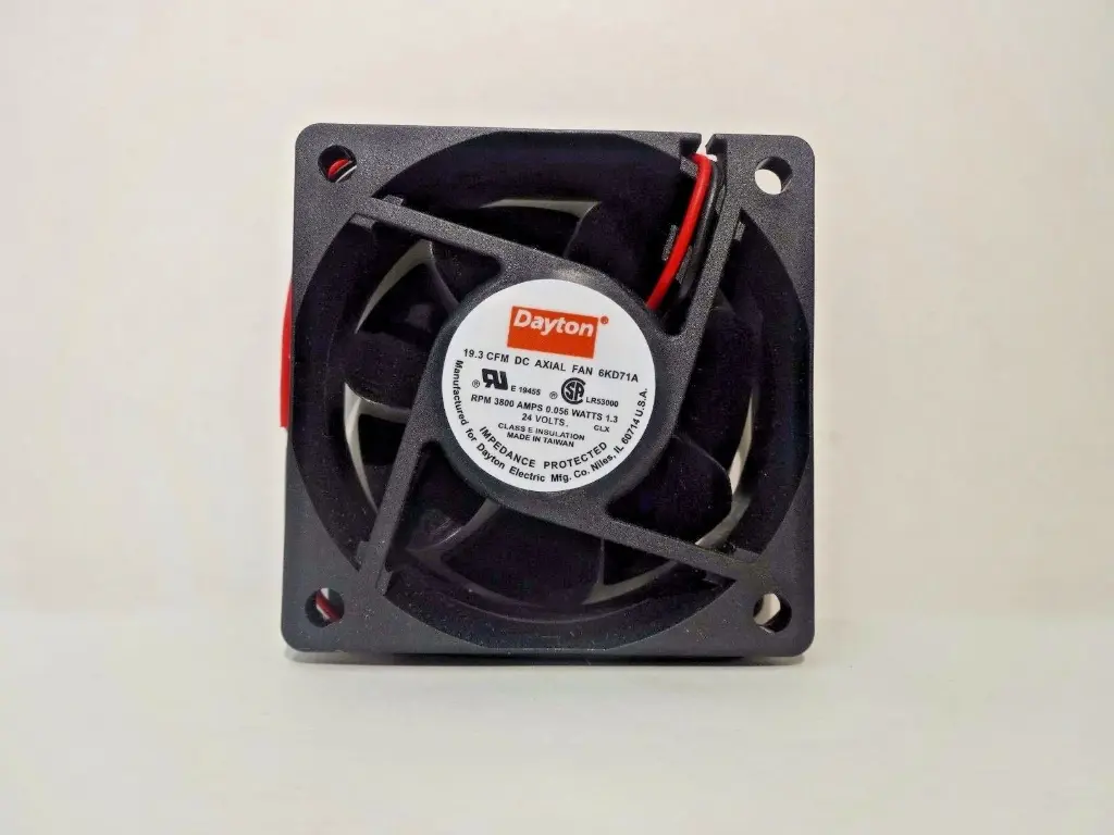 DAYTON 6KD71A, 19.3 CFM, DC AXIAL FAN, 24V, 3800 RPM, 0.056A, 1.3W-SKU 000 124 